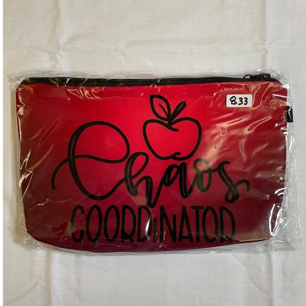 The Pouch Makeup Bag Red NWT Chaos Coordinator Graphic Travel Case
